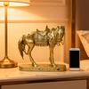 Retro Horse Statue Desktop Artistic Horse Figurine with Base Golden Painted Resin Horse Sculpture