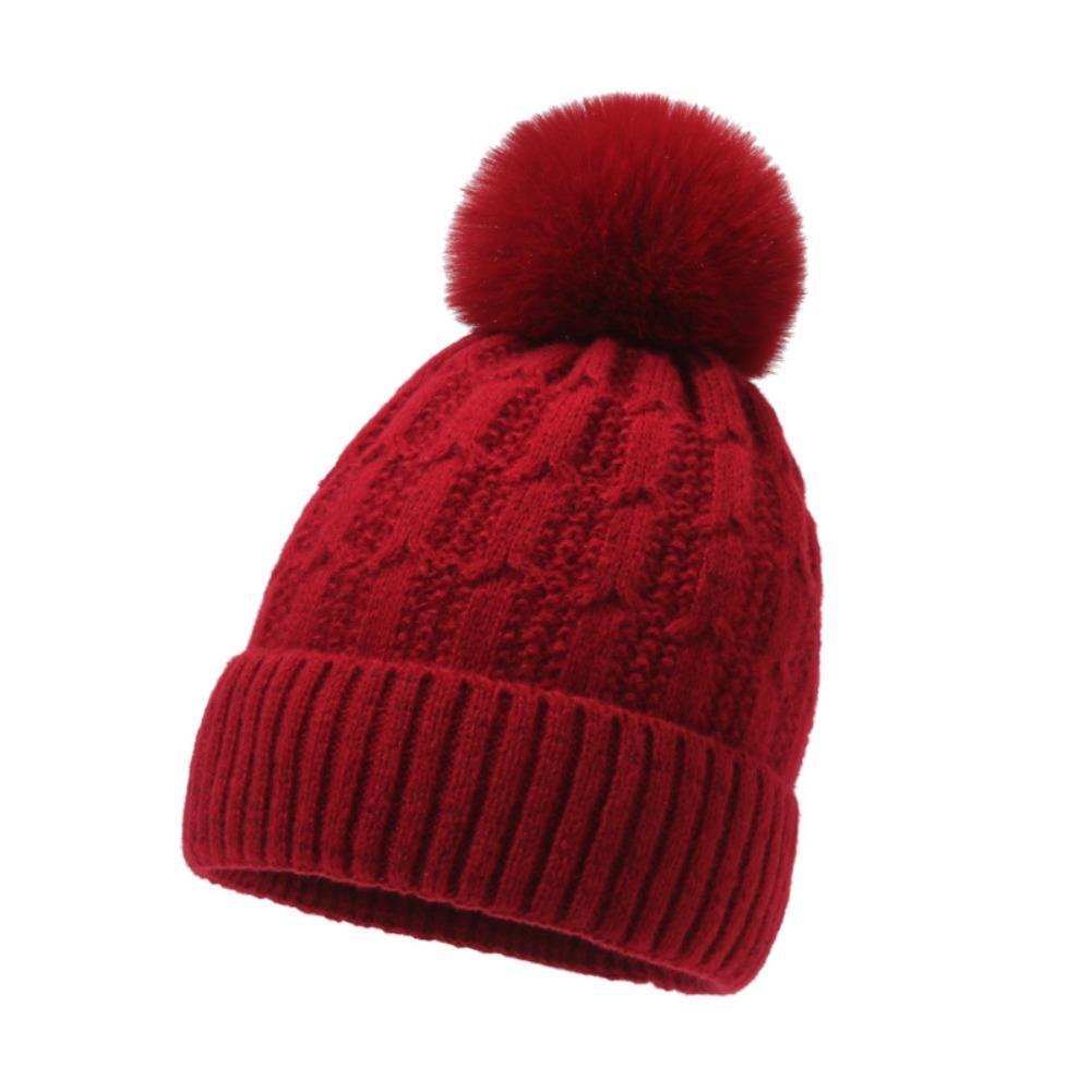 Thicken Winter Beanie Hat With Fur Pom Pom Winter Caps Fashionable Fleece Beanies Outdoor Wear