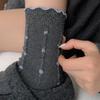 Polka Dot Floral Merino Wool Slouch Socks with Lettuce Edge and Lace