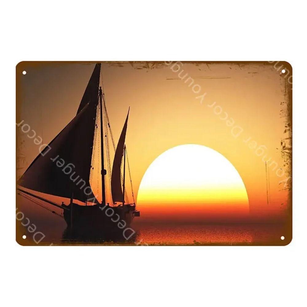 Metal Sign Vintage Sailboat Nautical Decor Maritime Gift Wall Art 20x30 Cm
