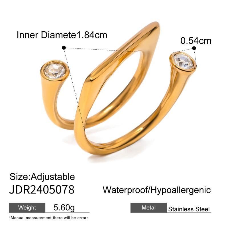Stainless Steel Zirconia Open Ring, High-end Finger Ring, Titanium Steel Hand Accessory