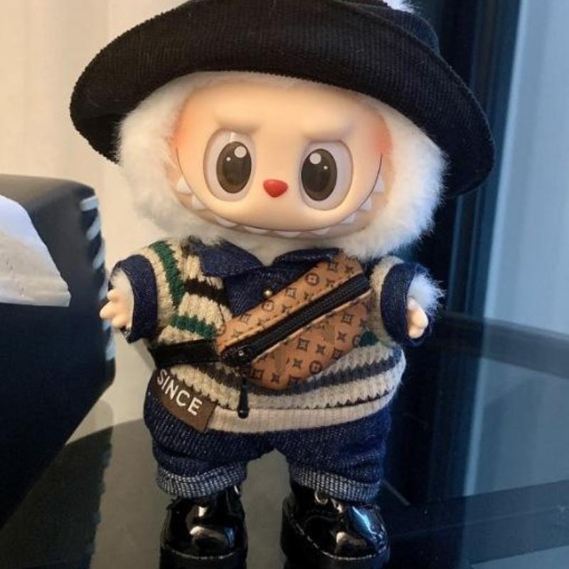 

Labubu Doll Clothes Cute Casual Denim Sweater Suit Fashion Doll Clothes