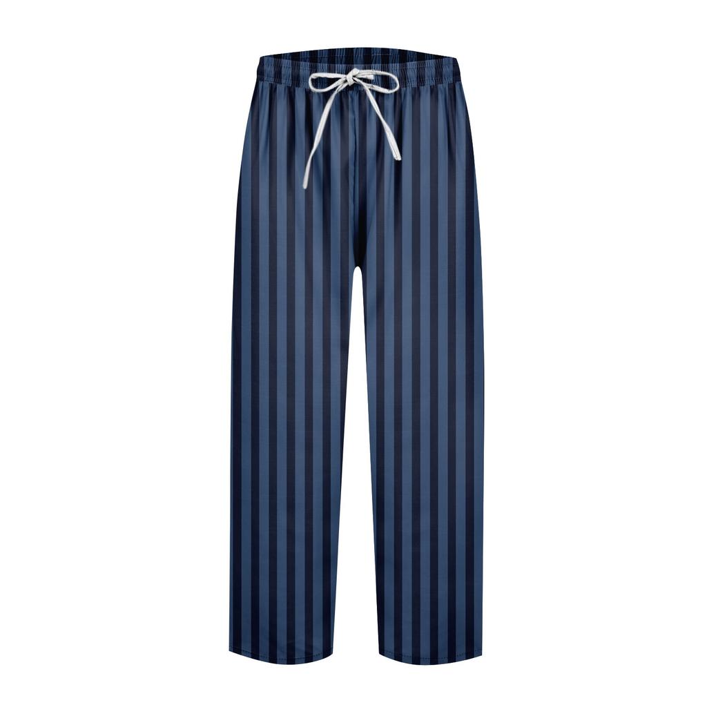 Pantaloni casual elastici cu imprimeu în dungi de damă