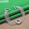 925 Sterling Silver Tassel Round Ring Side Chain Beautiful Bracelet Gift Jewelry