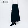 Edition Women's Black Irregular Hem A-Line Long Skirt