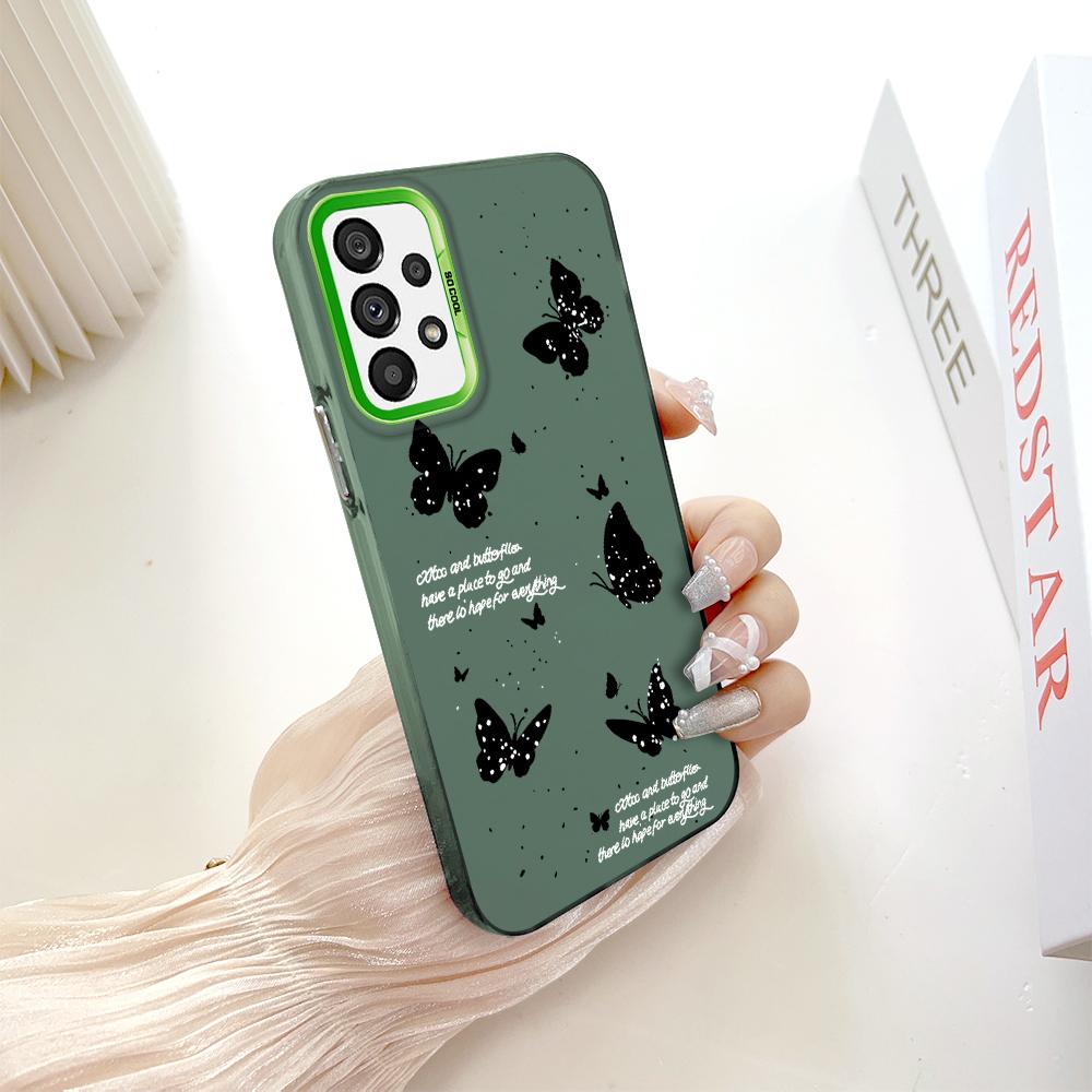 

Окрашенный узор, цветной серебристый, двухсторонний, жесткий, противоударный чехол для телефона Samsung Samsung F15 5G зелёный