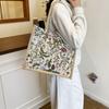 Flower Floral Pattern Shoulder Bag Canvas Geometric Cloth Bag Casual Ethnic Style Handbag  Women