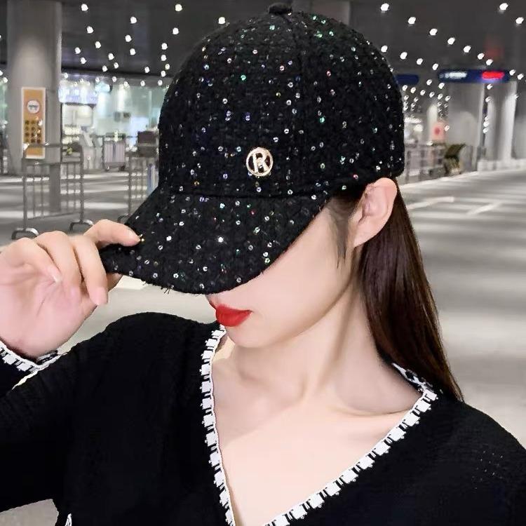 Baseballcaps damehatt høst og vinter mote paljetter dame fortykket lue tide