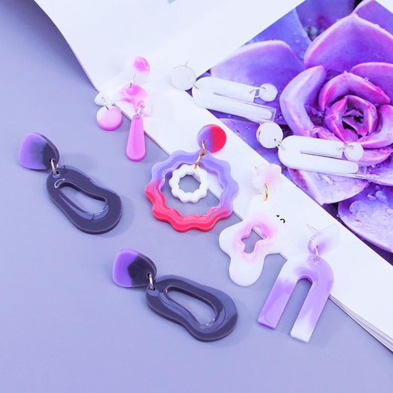 4Pcs/set Crystal Silicone Earrings Mold Set Crystal Epoxy Resin Casting Molds Irregular Ear Rings Mould for  Pendants