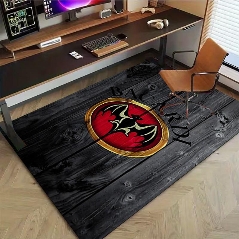 1pc Bacardi Bat Home Office, Durable Polyester Floor Mat with Easy, Office Decor, Urban Style, Nonslip Backing