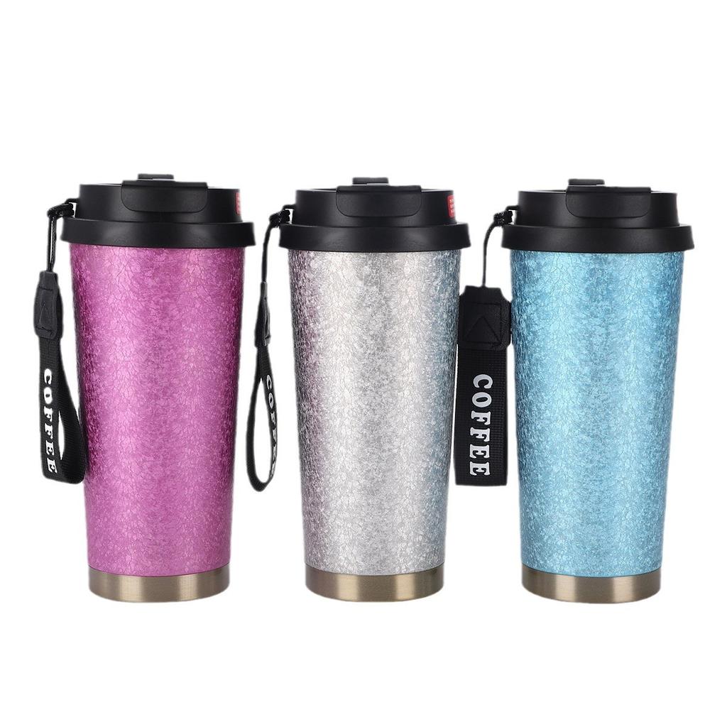New Stainless Steel Coffee Cup High Appearance Level Double Drink Thermos Cup Will Carry Rope Double Gift Cup