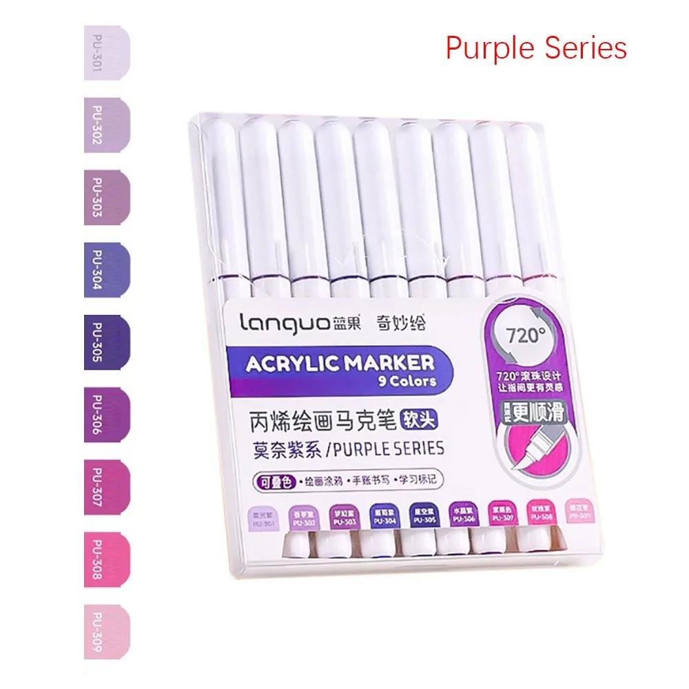 Professional 9-Colors Marker Pen Straight Liquid Art Stationery Colour Pen Hand Account Writing Stackable Color Art Felt Pens