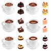 TOPPERFUN Conjunto de 24 Peças de Comida em Miniatura e Xícaras de Café, 1:Escala 12, para Casas de Bonecas, Inclui 12 Bolos Falsos, 6 Xícaras Miniatura e 6 Pires, Resina e