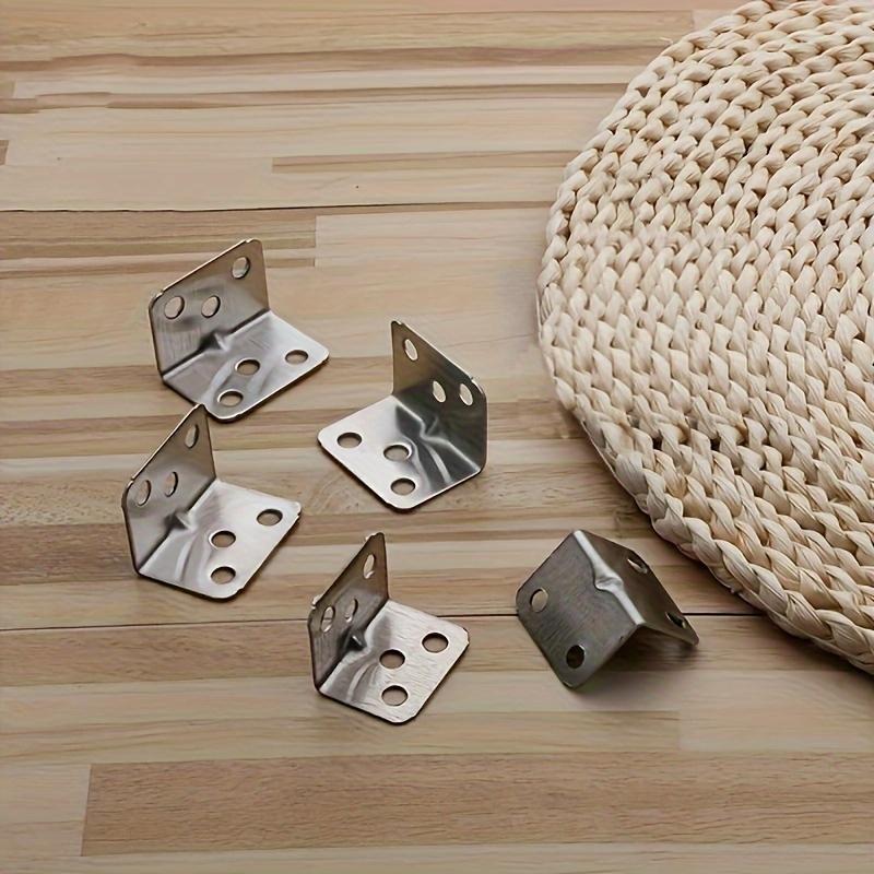 10pcs Stainless Steel Right Angle Brackets, 90 Degree L-Shaped Support, Metal Joint Corner Braces for Furniture Shelves Construction with Screws