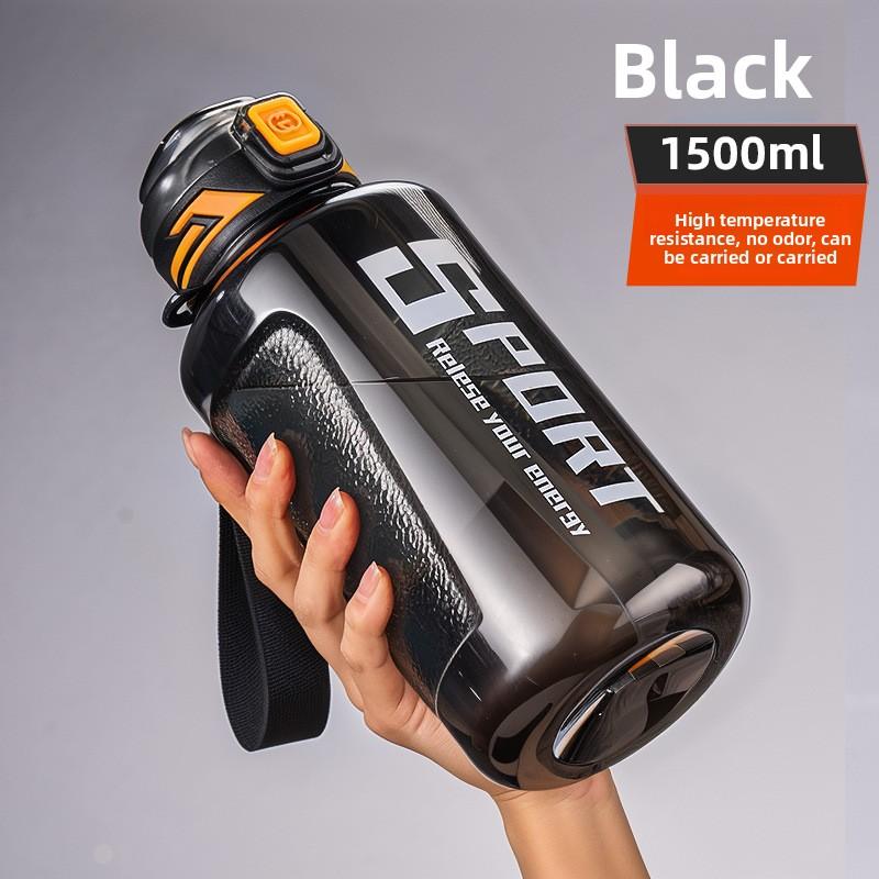 

Спортивная бутылка для воды большой емкости 1500 мл/50 унций с ремешком для переноски, герметичная, не содержит БФА, подходит для спортзала и занятий спортом на открытом воздухе 1L