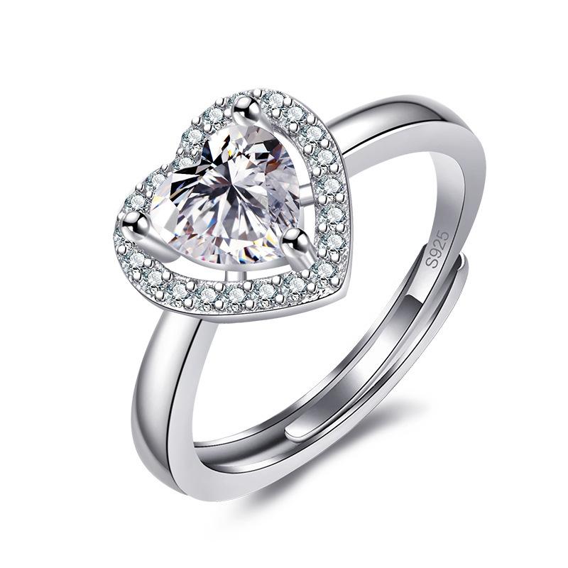 Heart-shaped Jewelry Women's Finger Ring, Elegant Wedding Ring with Six Claws and Simple Heart Design, Women's Engagement Ring Accessory