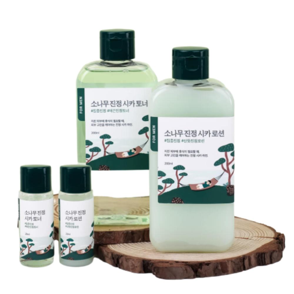 ROUND LAB For Men Pine Cica Calming Toner 200ml + Lotion 200ml Set (+ Toner/Lotion 20ml)