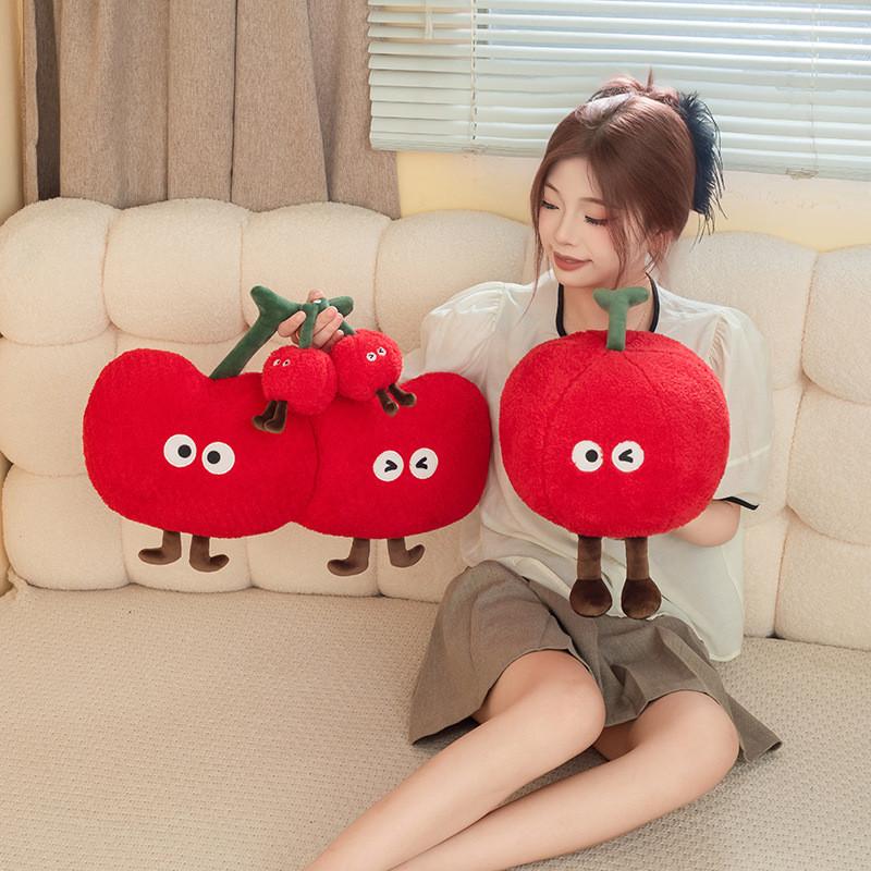 Cherry Plush Toy Pillow Doll And Keychain With Pp Cotton Filling Soft Cushion For Girls Gift