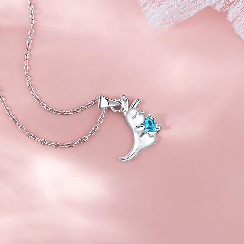 Original Barra Paradise Series Blue Love Kangaroo Necklace Female Cute Design Stainless Steel Clavicle Chain