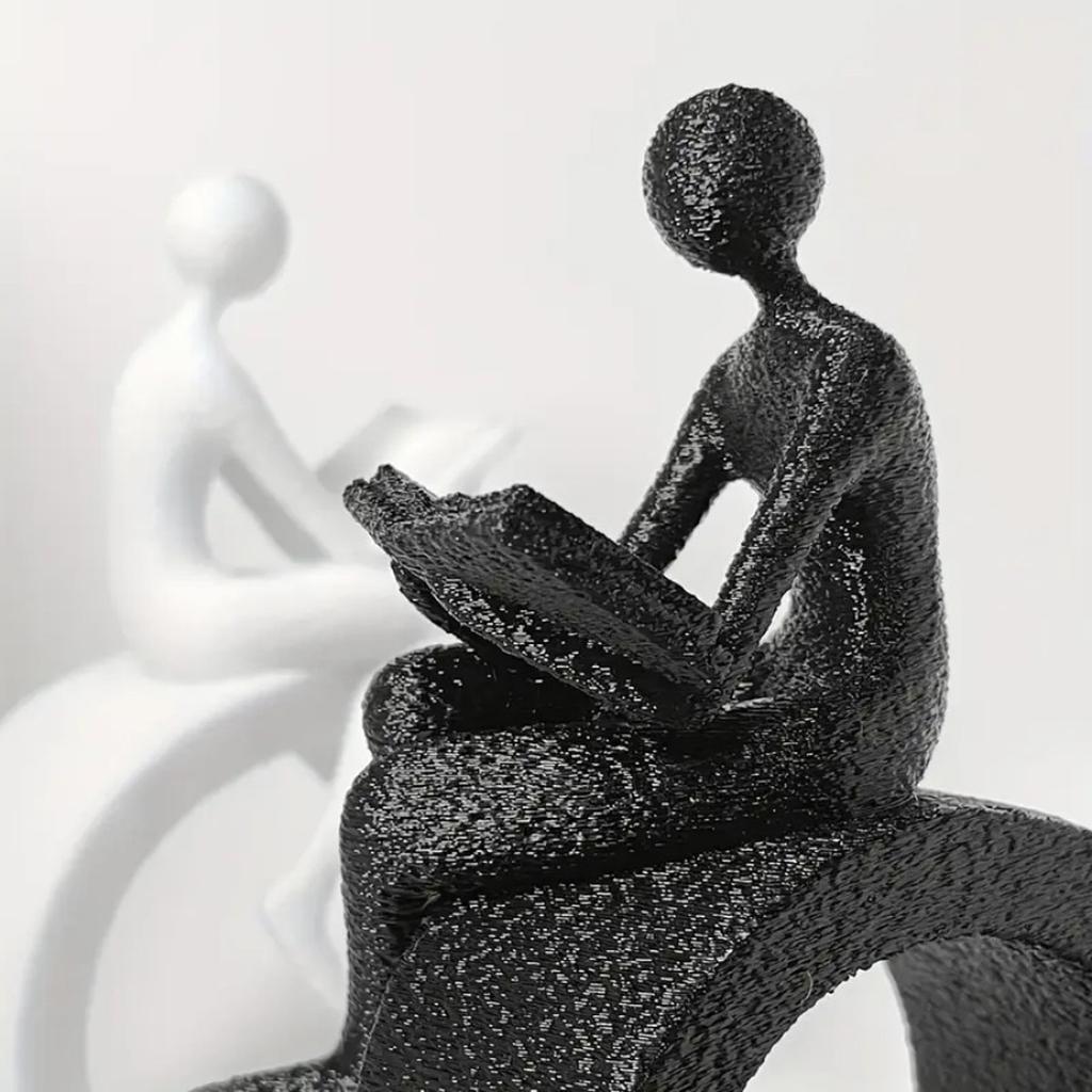 Plastic Reading Statue Modern Abstract Art Sculptures Collectibles Figurines Bookshelf Decors Accents for Home Decors