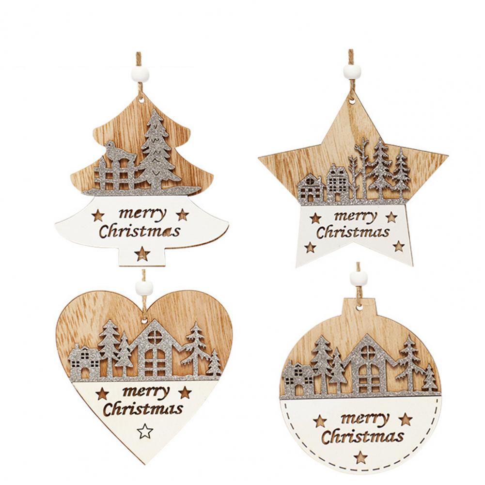 Christmas Wooden Ornaments Wood Christmas Decorations Rustic Farmhouse Christmas Ornaments Set Wooden Double Layer for Home