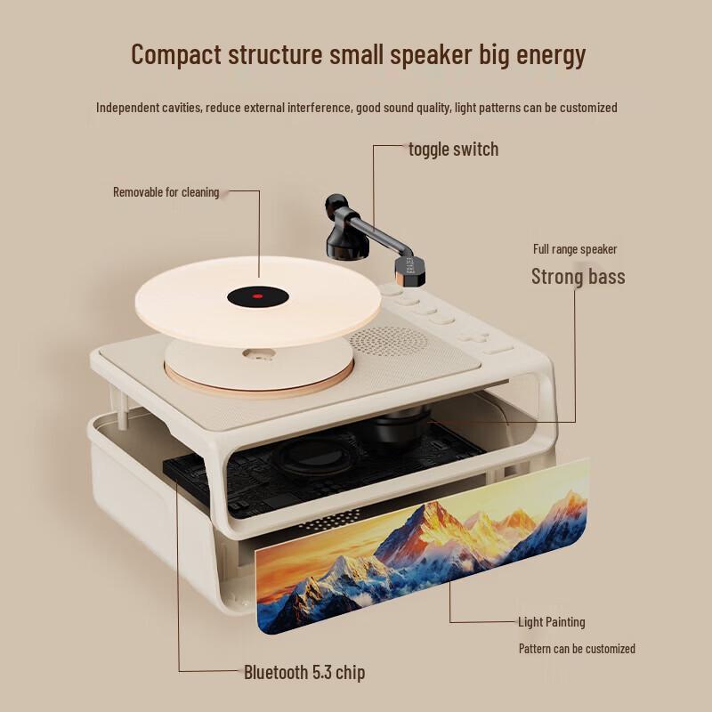 Lenovo Retro Vinyl Bluetooth Speaker with Aroma Diffuser & Night Light CN plug (adapter included)