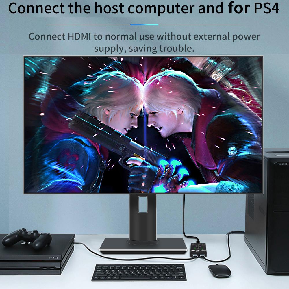4K HDMI Splitter 2 Ports Bi-directional HDMI Switcher 1 in 2 Out HDMI Converter 3D HDR HDCP For PS4 Xbox HDTV Switcher Adapter 4