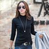 2024 Spring Fashion Korean Style Slim Solid Color Women's Long Sleeve T-Shirt Half Turtle Neck Long Sleeve Women's T-Shirt Top