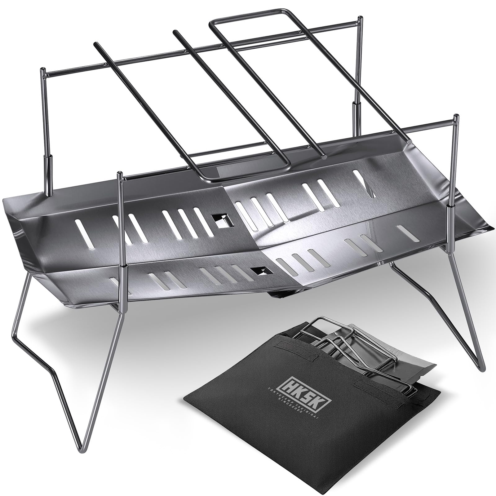 

Tokyo Camp HAKOSUKA Folding Fire A4 Size Compact and Stainless for Solo and Family Outdoor BBQ Pit, Storage, Lightweight, Steel, Camping, Touring,