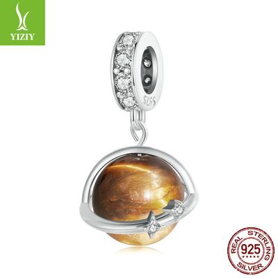 Planet Natural Tiger Qingshi DIY Anhänger Zubehör, Mysteriöses Universum S925 Sterlingsilber Armband Perlen