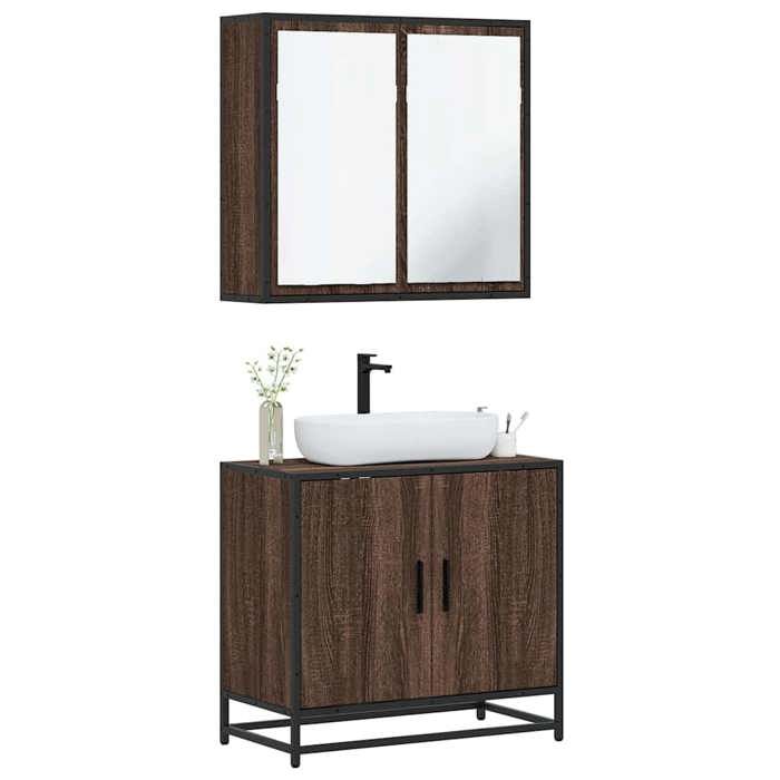 VidaXL Ensemble De Meubles De Salle De Bain 2 Pcs Chêne Marron, Armoire De Rangement, Armoire De Bain, Meuble De Toilette 3300889