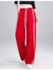 Women's Street-Style High-Waisted Wide-Leg Pants - 2026 Spring College Style, Age-Reducing, Drape, Straight-Leg Sweatpants