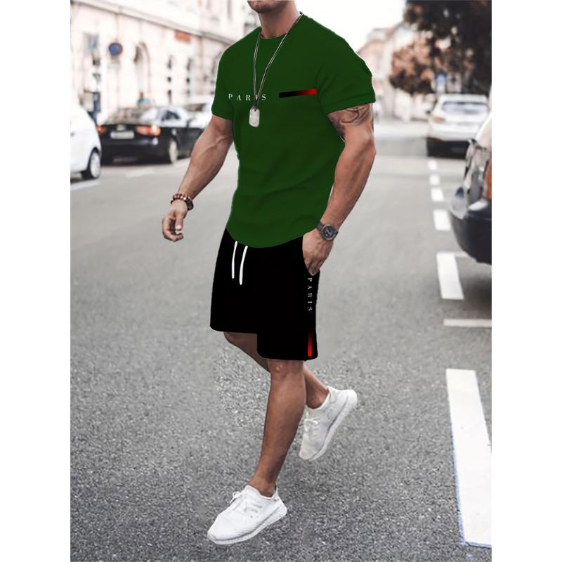 Fashion Lion 3D Print Men's Set Summer Crew Neck Short Sleeve Top & Breathable Shorts Streetwear Casual Two-Piece Set