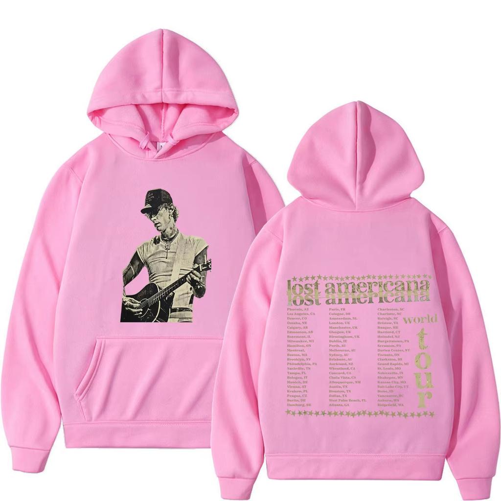 MGK Lost Americana Tour 2026 Print Hoodies Men Women Fashion Hip-hop Pullover Long Sleeves Casual Vintage Printed Sweatshirt