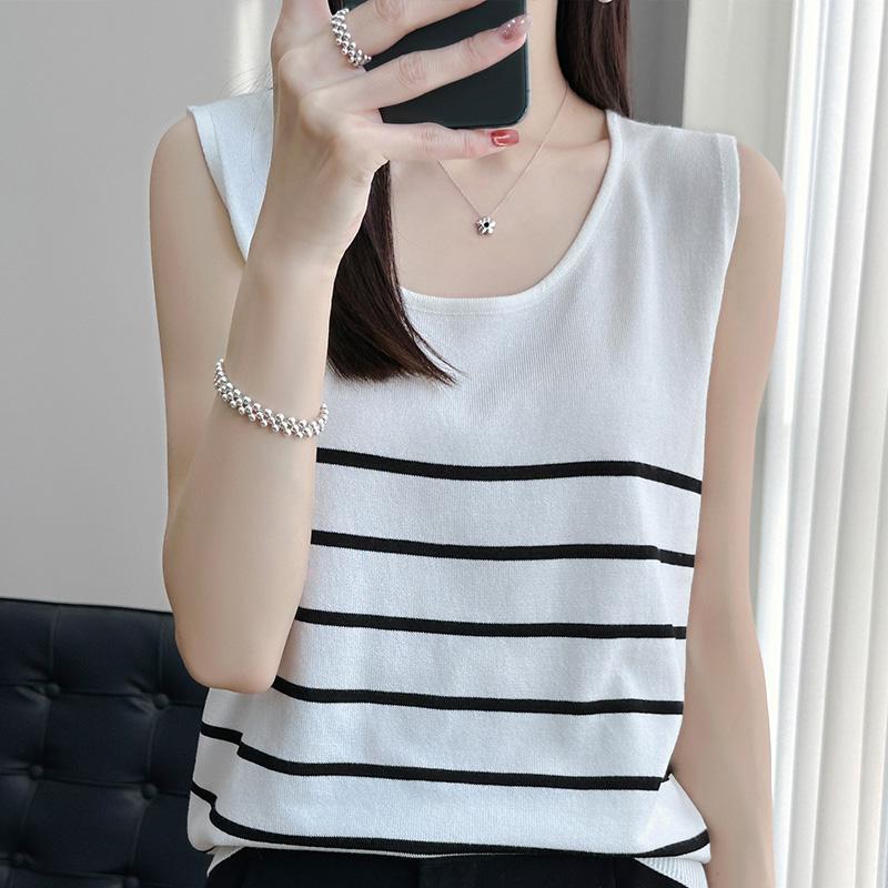 Mulheres Regata Listrada MODERNO NOVA SAGA Verão Camiseta Sem Mangas Top de Malha Casual Colete Feminino Gola O