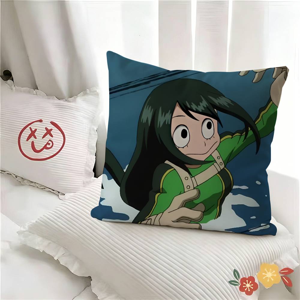 pc Cartoon Tsuyu Asui Cute Anime Pillow Case Fashion Square Pillowcase Bedroom Sofa Room Ins Decoration Leisure