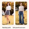 Baleno Women's Ruffle Collar Embroidered Thin Fleece Long-Sleeve Top