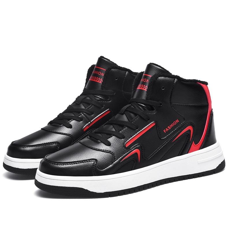 

36-48 Осенняя крупная мужская спортивная обувь Кожаная мужская повседневная спортивная обувь Женские кроссовки 48 чёрный/красный