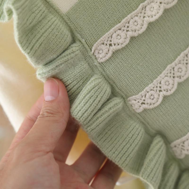 Mädchen Pullover Rundhals Neu Gestrickt Zweiteiliges Set Süß und Niedlich Kleines Mädchen Hosen Set