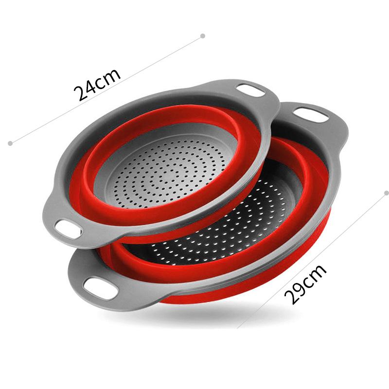 Walfos Silicone Folding Drain Basket Fruit Vegetable Washing Basket Strainer Colander Collapsible Drainer Kitchen Storage Tool