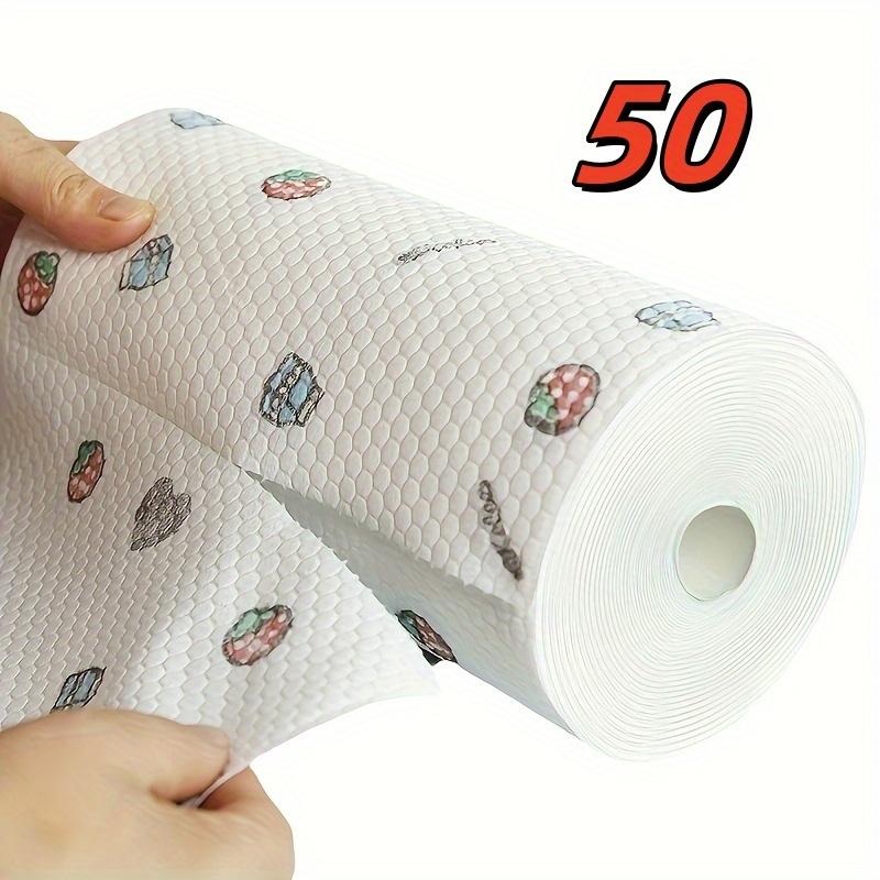 

50 100 шт./рулон Салфетка для посуды Впитывающая Утолщенная Кухонная бумага Сухое Влажное Использование Нежирная Случайный узор для Чистки Раковины Мытья Посуды Random pattern