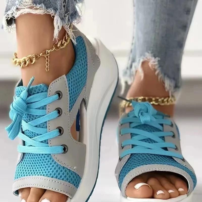 Fashion Women Sandals Summer New Lady Platform Chunky Comfortable Mesh Open Toe Casual Sports Ladies Shoes Plus Size 43