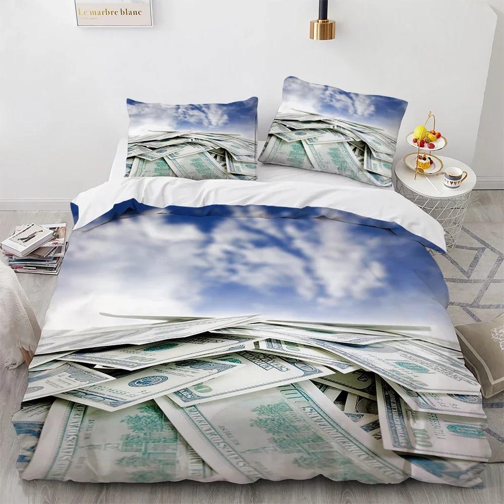 

Підодіяльник Money Набір постільної білизни з принтом золотих монет М’яка зручна подвійна ковдра King Size для дорослих підлітків EU King 240x220cm