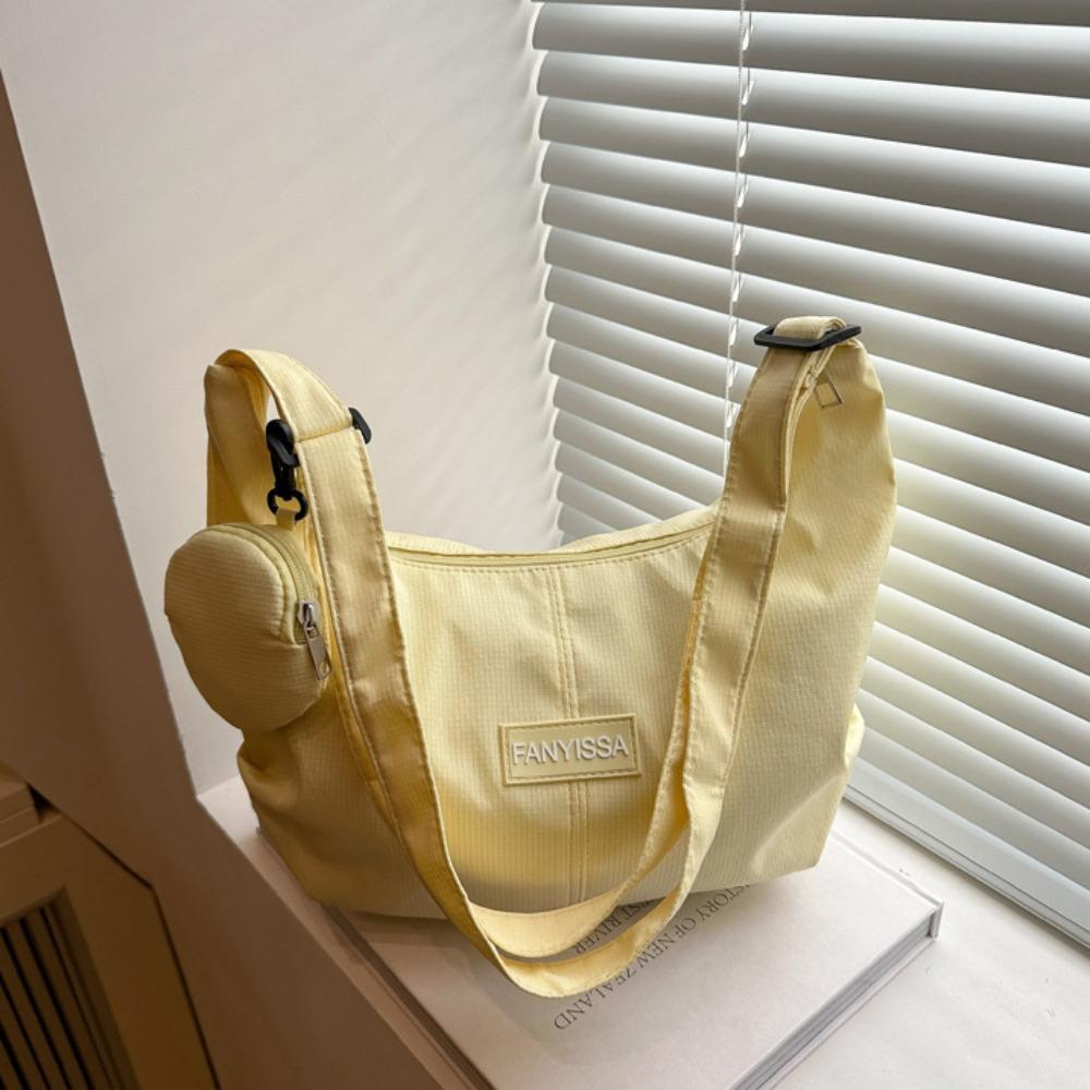 Cream Color Canvas Bag with Coin Purse Korean Style Simple Dumpling Bag  Women