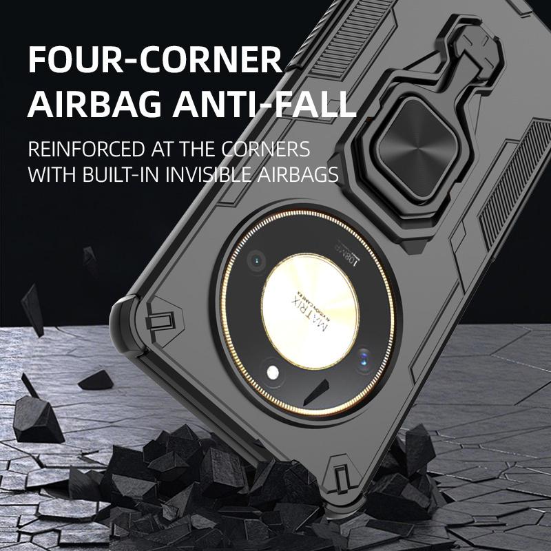 KEYSION Shockproof Armor Case for Honor X9b 5G Silicone+PC Upright Metal Live Ring Stand Phone Cover for Huawei Magic 6 Lite 5G