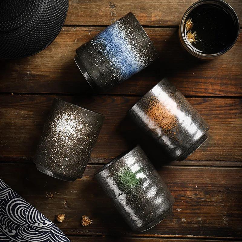 1pcs Retro Painted Ceramic Teacups Straight Cup Hand-painted Wind Mug Drinking Cups Mugs and Small Teacups
