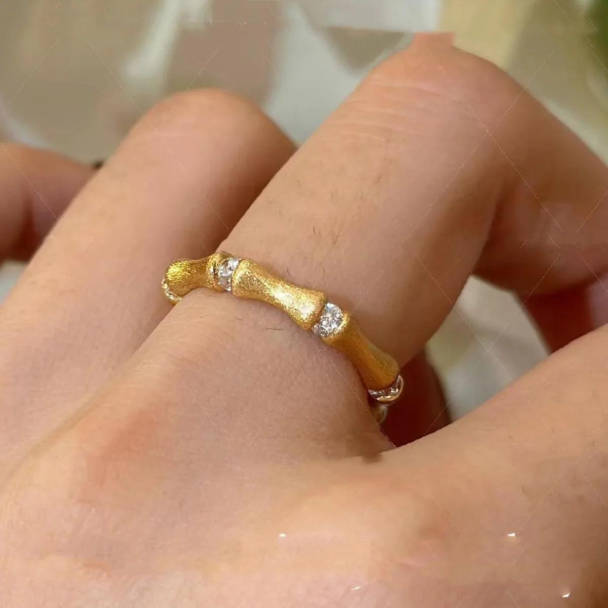 

Высококачественные изделия из проволоки для волочения, новинка, кольца из бамбука с бриллиантами для женщин, простое легкое роскошное кольцо, пара, изящные ювелирные украшения 8