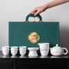 Suet Jade Ink White Porcelain Xishi Pot Set Kung Fu Tea Set Home Office Cover Bowl Business Tea Set Gifts