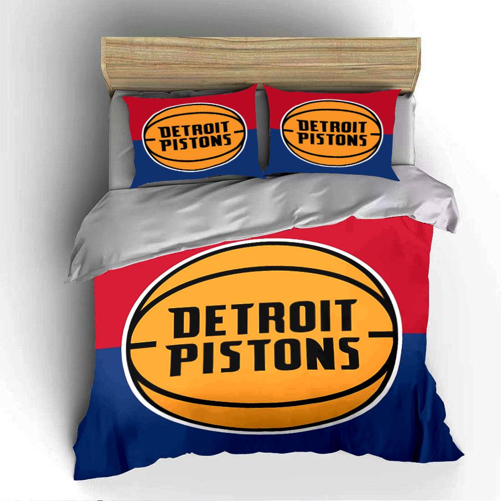 Detroit Pistons Basketball Logo Bedding Duvet Cover Set Duvet Cover Pillowcases  (1*Duvet Cover 2*Pillowcases, without duvet insert)