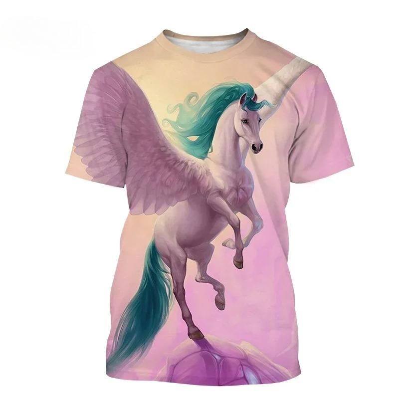 Fashion Unicorn 3D Printing T-shirt Novelty Rainbow Unicorn Men Women Short Sleeved Fancy Casual Beautiful T-shirt